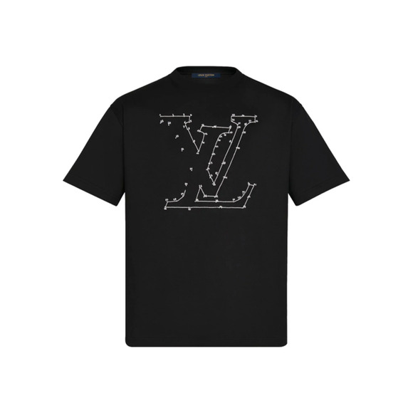 Louis Vuitton LV Stitch Print Embroidery Black White Logo Short Sleeve T-Shirt M - Picture 5 of 16